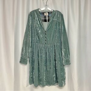Anthropologie Holding Horses Nantes Velvet Shirt Dress Large